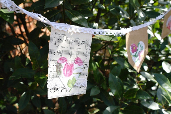 Recycled Paper Heart Bunting, heart garland, wedding garland, upcycled, repurposed, recycled