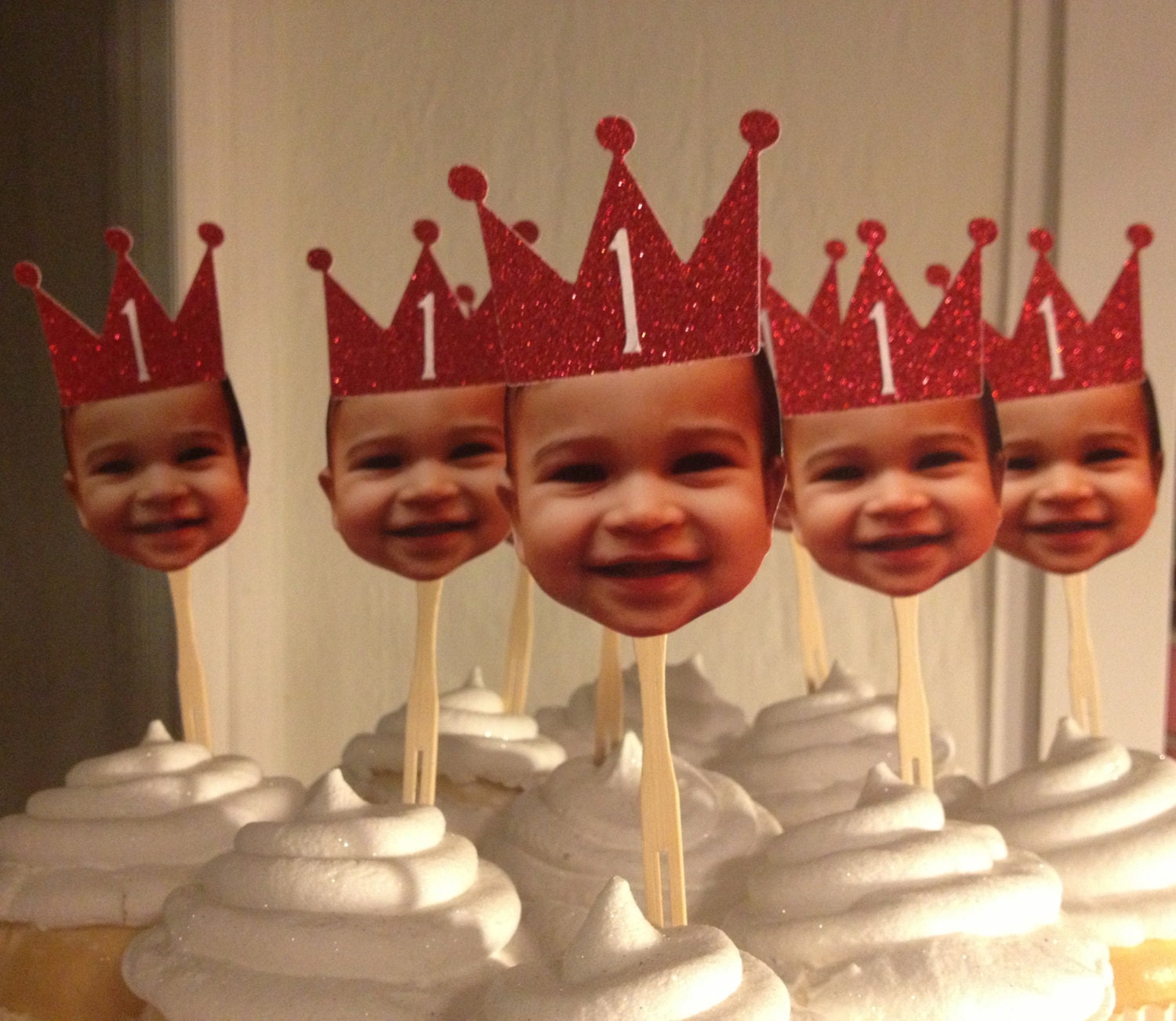 Photo cupcake toppers. Prince themed