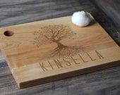 16" x 11" Custom Engraved Wood Cutting Boards - Unique Design With Tree & Name