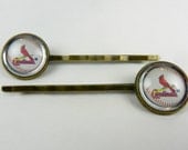 St. Louis Cardinals Glass Bobby Pins, Images Cut From Baseball Cards