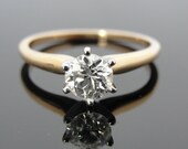 18k Gold and Platinum Solitaire Engagement Ring with Fine European Cut Diammond RGDI228D