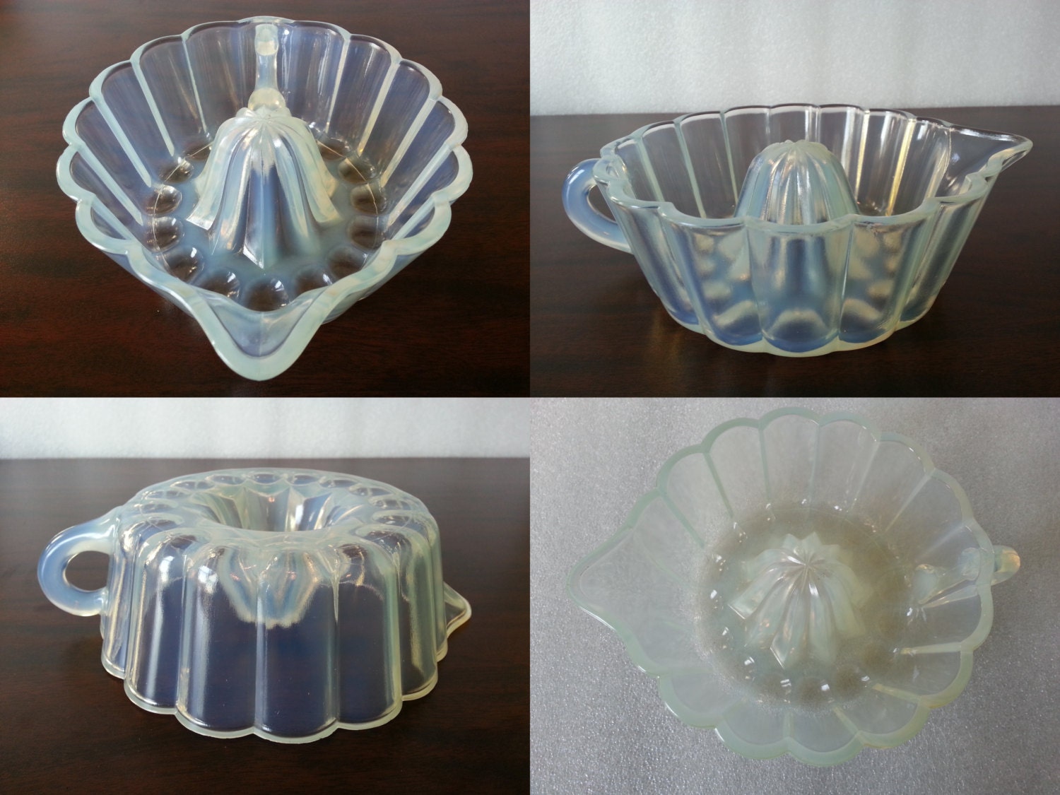 Vintage Milk Opalescent Finger Loop Juice Reamer