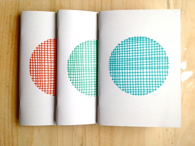 Notebooks Set Pocket Notebooks Eco Friendly Jotters Hand Drawn Pattern Polka Dot Coral Emerald Teal