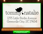 Love Bird and Heart Return Address Stamp - Custom Rubber Stamp -  Personalized Gift - Style 1359