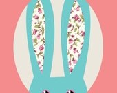 children's art print, digital illustration. Rabbit in a hole
