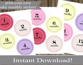 Printable Monthly Onesie Stickers for baby girl milestone photos DIY printable INSTANT DOWNLOAD digital files Il_170x135