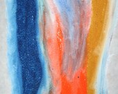 Adverse Elemental Oil Pastel Drawing Fine Art Orange Blue Modern Drawing Abstract Drawing Original Drawing For the Home Decor