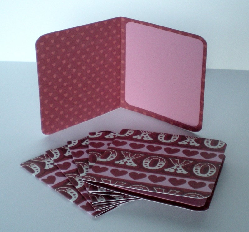 Mini Cards, Gift Tags, Love Notes Set of 6  - XOXO Hugs and Kisses