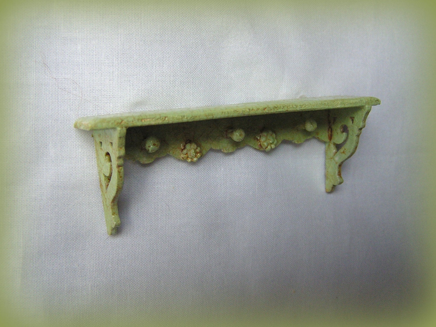 Dollhouse Miniature Green Shelf Coat-rack