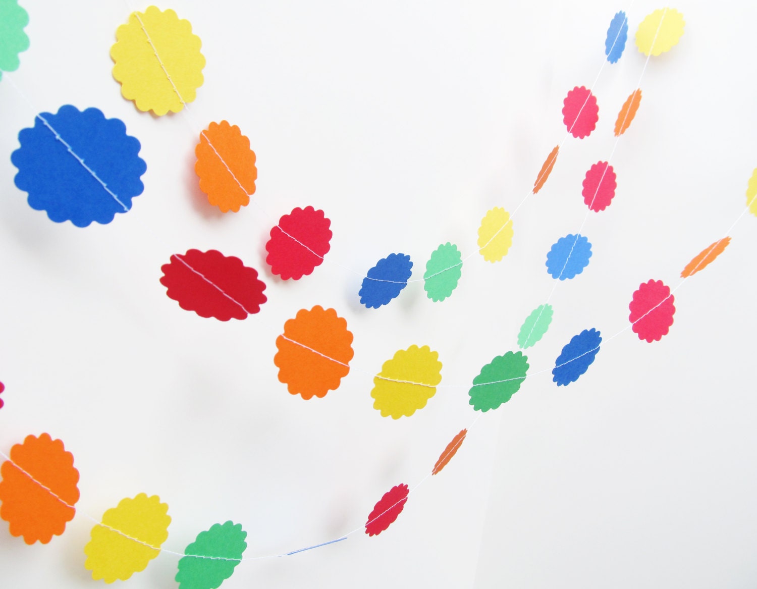 Rainbow Paper Garland 10 ft Circle Birthday Garland Wedding, Baby Shower, Bridal Shower, Party Decorations