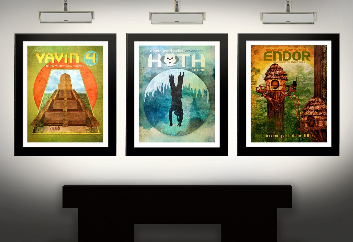 Star Wars Inspired "Destination Series" Set of 3 Signed 11X14 Art Prints Travel Posters by Herofied