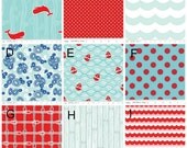 Red Aqua Nautical Picnic Blanket  Custom - Beach Blanket - Waterproof Backing - Wedding Gift - Graduation Gift - Mother's Day (038)