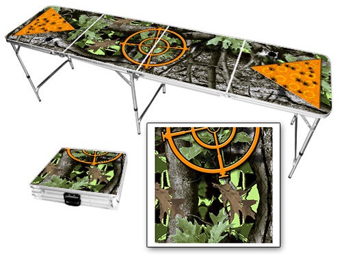 Custom Camo and Target 8 Foot Beer Pong Table Regulation Size Portable