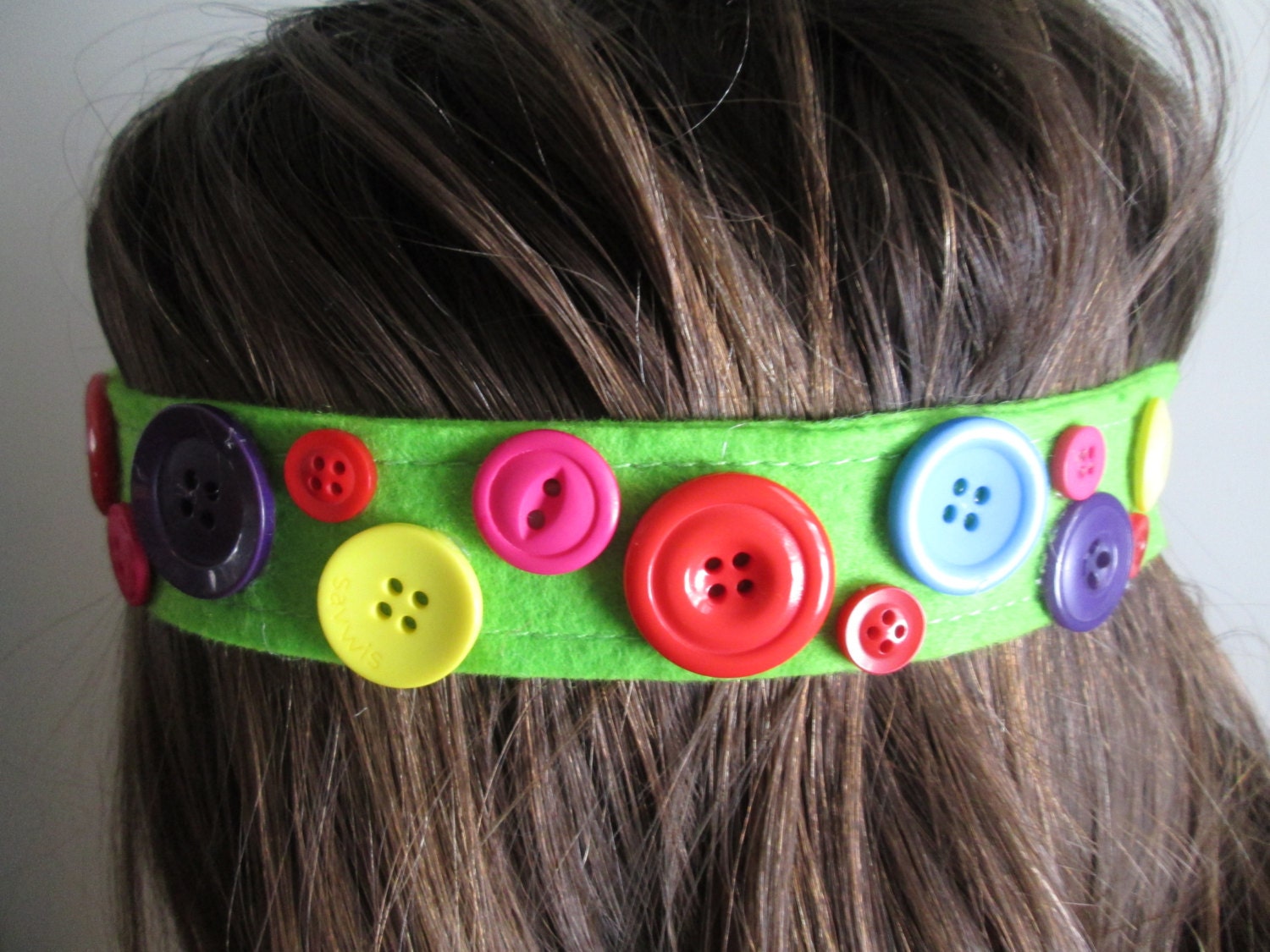 Girls Button Headband, Multicolor Buttons, Girls Headband, Spring, Felt and Button Headband, Girls Hair Accessory, Trendy Hair Accessory