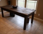 Unique Primtiques Rustic Dark Walnut Stained & Distressed FARM HOUSE Country Farmhouse Kitchen Cabin Table Custom Sizes Colors Upon Request