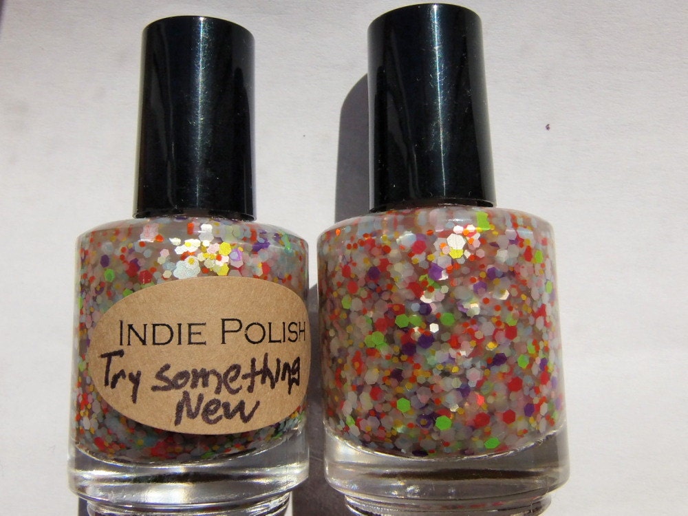 Try something NEW - Handmade Nail Polish - large bottle  - polish - neon glitter - lacquer