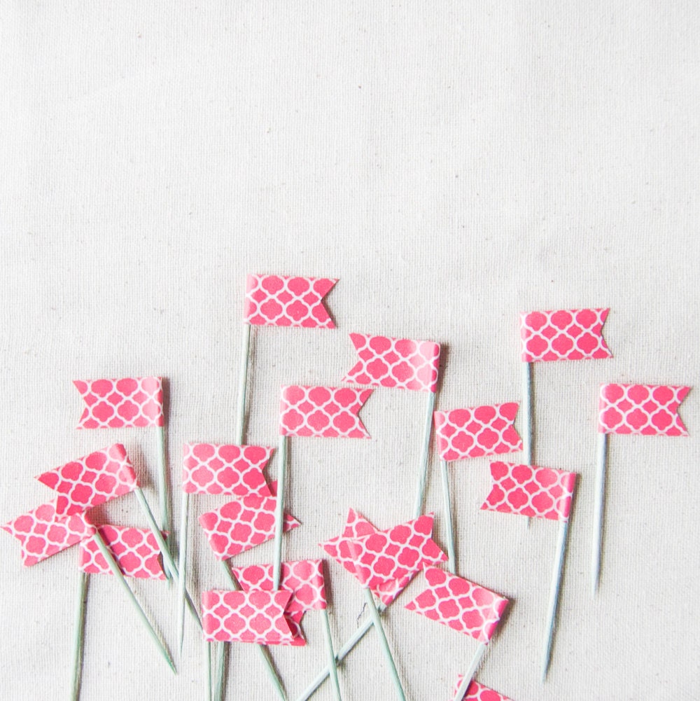24 Coral & Mint Washi Tape Cake Topper, wedding cake topper, engagement topper, birthday topper, baby shower topper, tea party