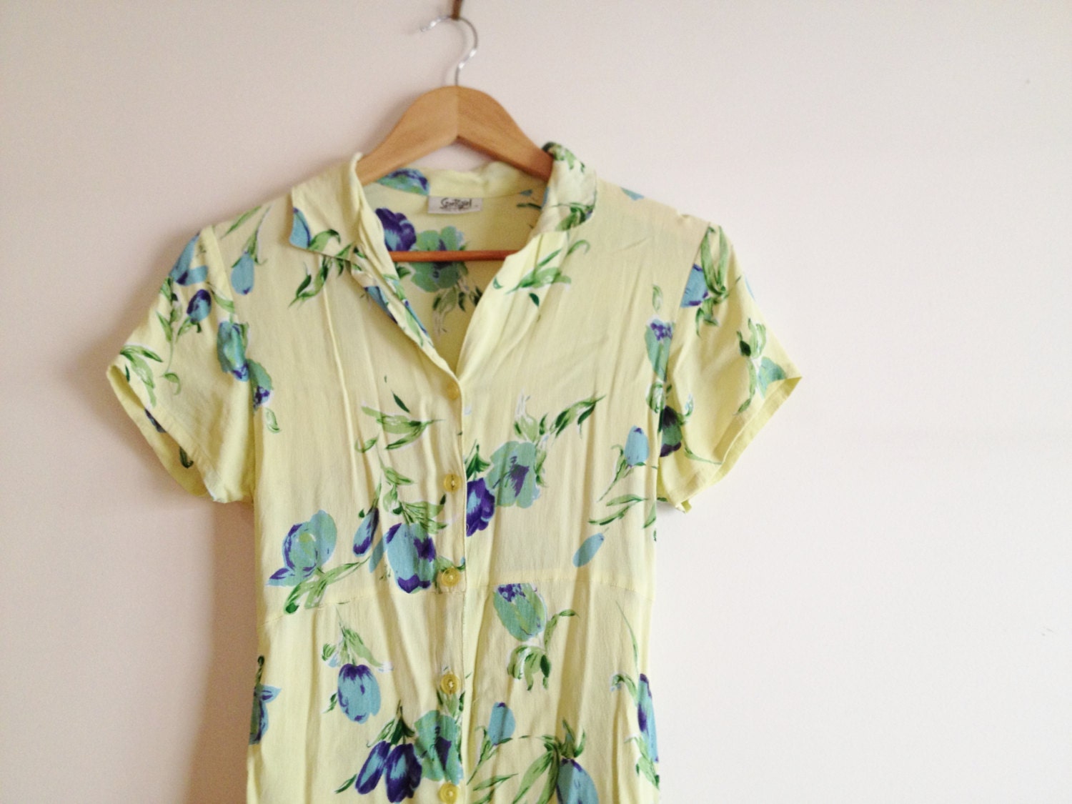 Lemon Floral Day Dress - Purple and Blue Flowers - Vintage 1990's Grunge - KittensAndWhimsy Lemon Floral Day Dress - Purple and Blue Flowers - Vintage 1990's Grunge - KittensAndWhimsy