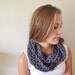 Beautiful Chunky Lattice Crochet Scarf - Infinity Cowl in Dusky Charcoal Blue