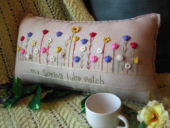 My Spring Tulip Patch Pillow (Cottage Style)