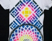 Geometric Tshirt Graffiti - Mayan Girl - Women's Small - Trippy Shirt