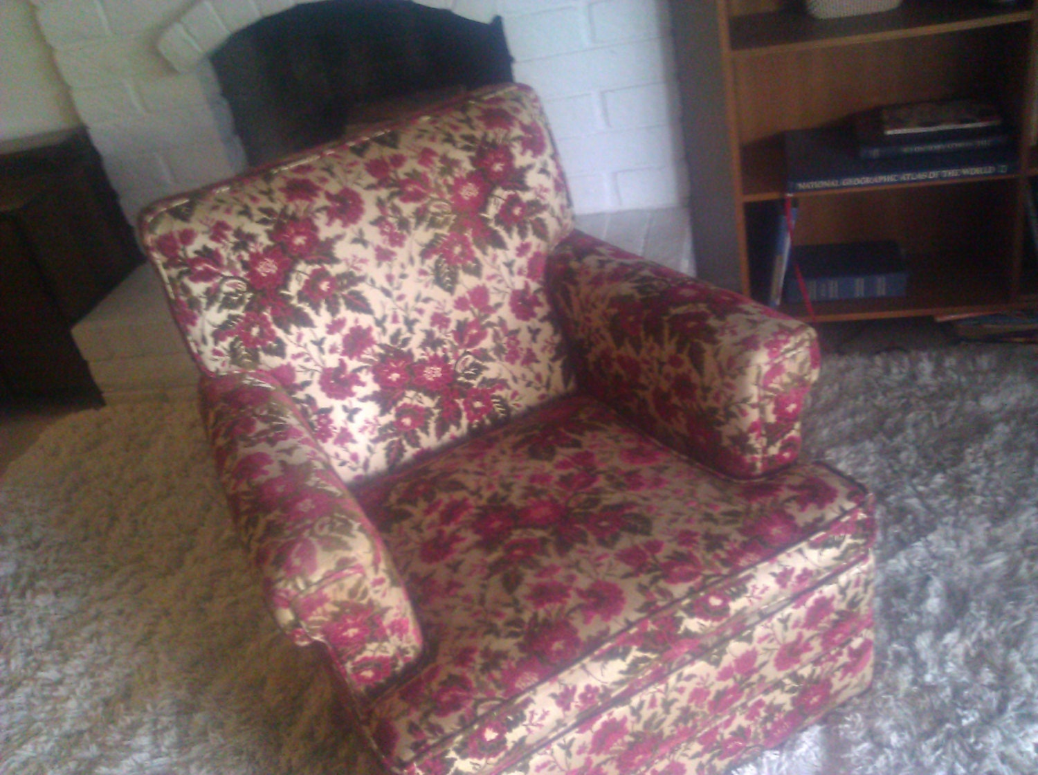 Stunning Vintage MidCentury Modern Silk Ebroidered Floral upholstered Armchair