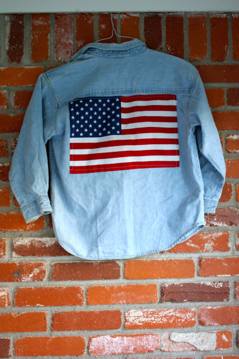 denim american flag shirt