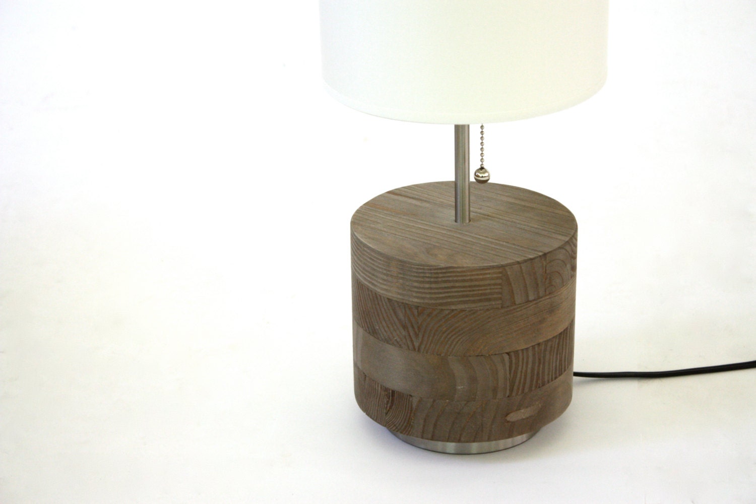 Reclaimed Weathered Wood and Stainless Steel Table Lamp