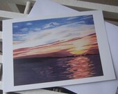 Blank Art Card Seascape Sunset Greeting Card Serenity