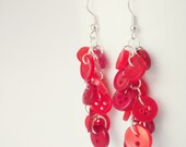 Red Cluster Button Earrings