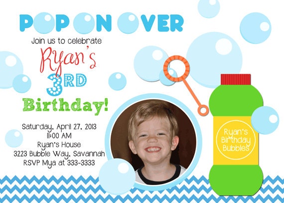 Fun Bubble Blowing Birthday Party Invitation - Printable Il_170x135