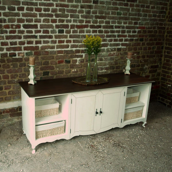 Buffet Sideboard painted and distressed - FREE SHIPPING - Modern Artisan Credenza with Antique Finish Shown