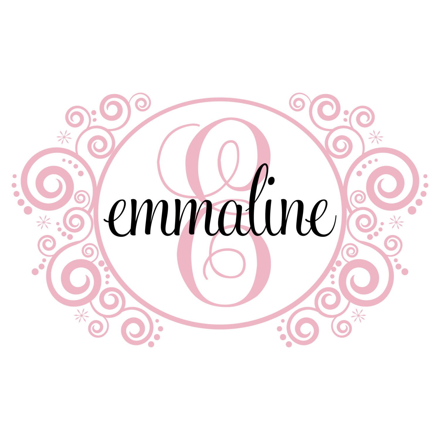 Personalized Vinyl Initial & Name Wall Decal - Shabby Chic Scroll Monogram Baby Girl Nursery Toddler Teen Room Wall Art 22H x 36W GN026