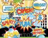 Superhero Text, Number and Building Clipart Comic Book Personal and Commercial Use / INSTANT DOWNLOAD Il_170x135