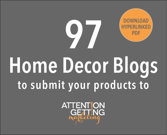 Hyperlinked Contact List PDF of 97 Best Home Decor Blogs To Submit Your Products To -- Save Hours of Time & Effort -- DIGITAL DOWNLOAD