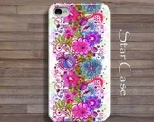 iPhone 4/ 4s and 5 Case - Fashion Flowers Cell Phone Cover -Floral iPhone Hard Case- Pink Cute Girly Pretty Bright