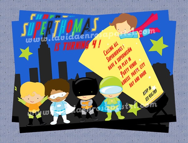Superheroes birthday invitation Il_170x135
