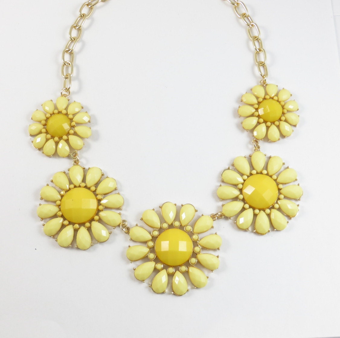 Spring Collection: Bridal Pastel Floral Bauble Stone Statement Bib Necklace Ivory