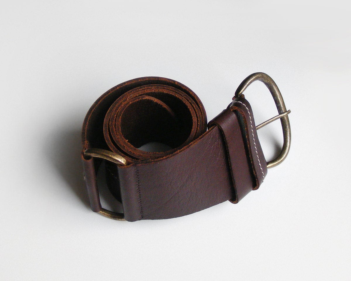 Wide brown leather belt, womens leather belt, dark brown - plot