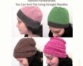 eBook of Knitting Patterns for Beanie Hats Knit Flat Using Straight Needles, PDF File Instant Download