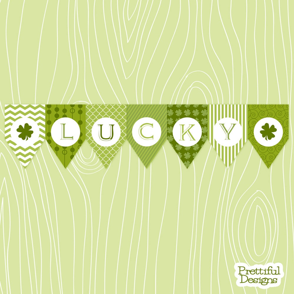 50% Off Sale St. Patrick's Day Lucky Printable Banner Digital PDF File Instant Download Il_570xn