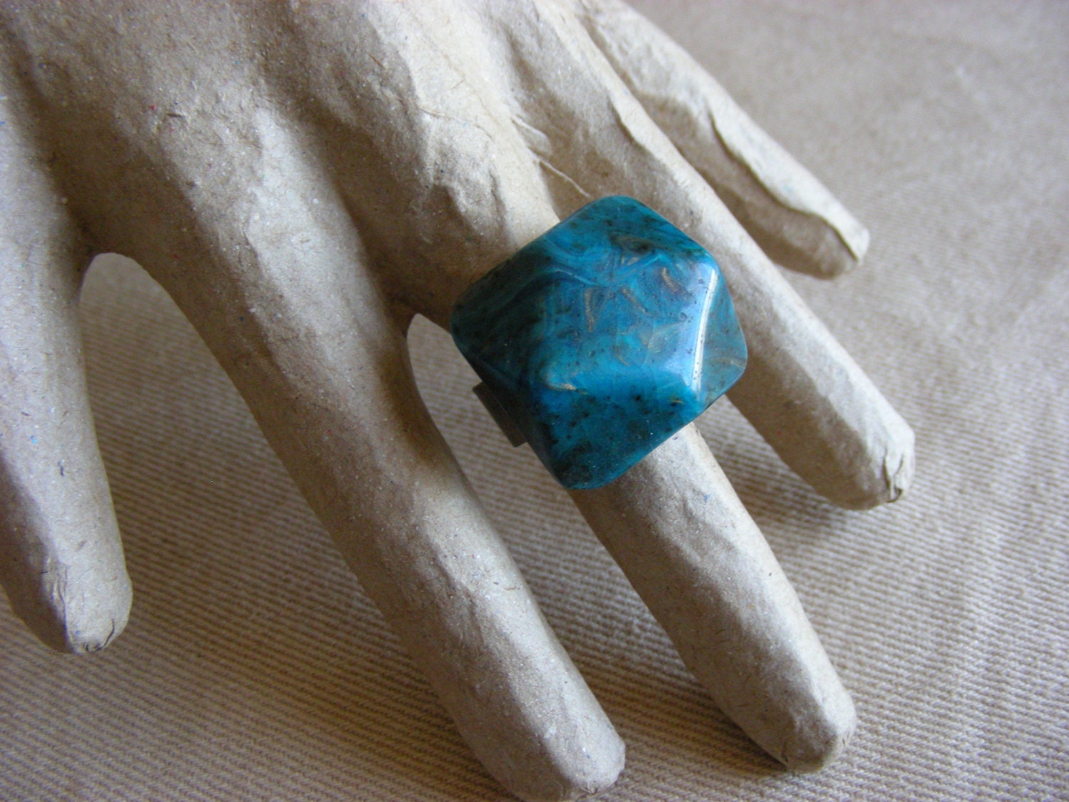 Handmade upcycled vintage jewelry turned ring - adjustable