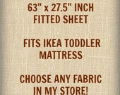 Fitted Crib Sheet 63" x 27.5" Toddler Bedding Fits Ikea Mattress Choose Your Fabrics