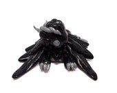 OOAK Polymer Clay Black and Silver Angel Dragon