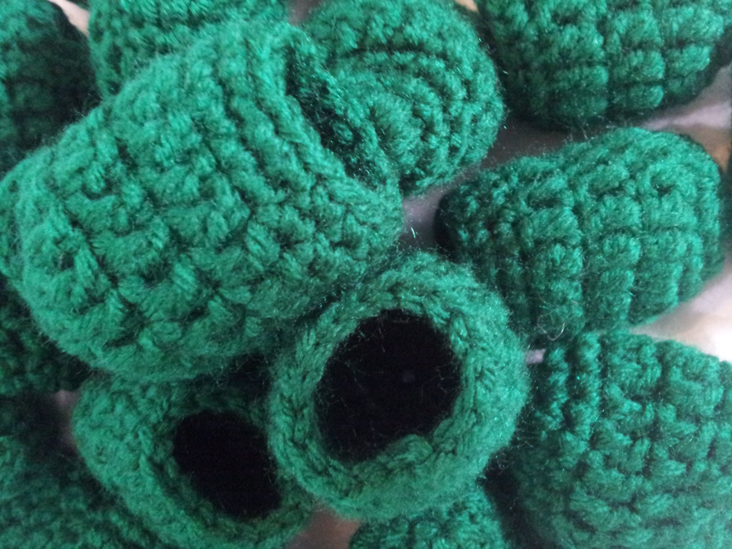 Crocheted Furniture Chair Feet Booties Hardwood Floor Savers Floor Protectors Green set of 24, 6 Chairs