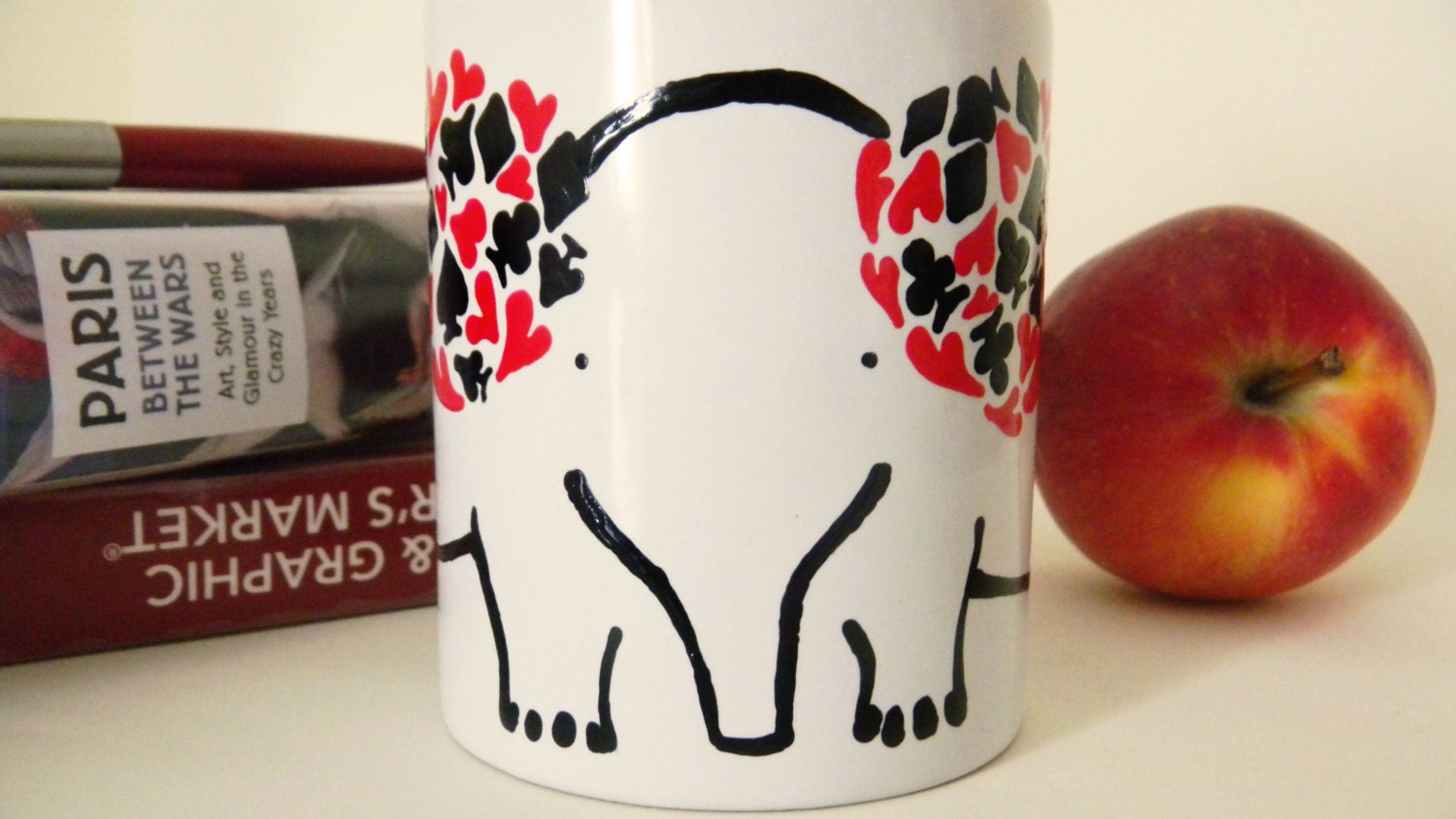 Sale//Elephant Coffee/Tea Mug//Hand-Drawn//Poker Pattern Design// Ceramic & pottery