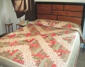 Handmade Queen size bed quilt in Moda