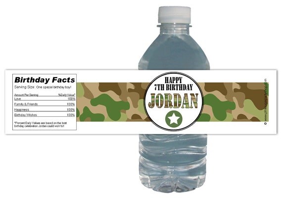 Army Camo Party (15ct) Waterproof Water Labels Bottle Birthday Party Baby Shower Bridal Il_570xn