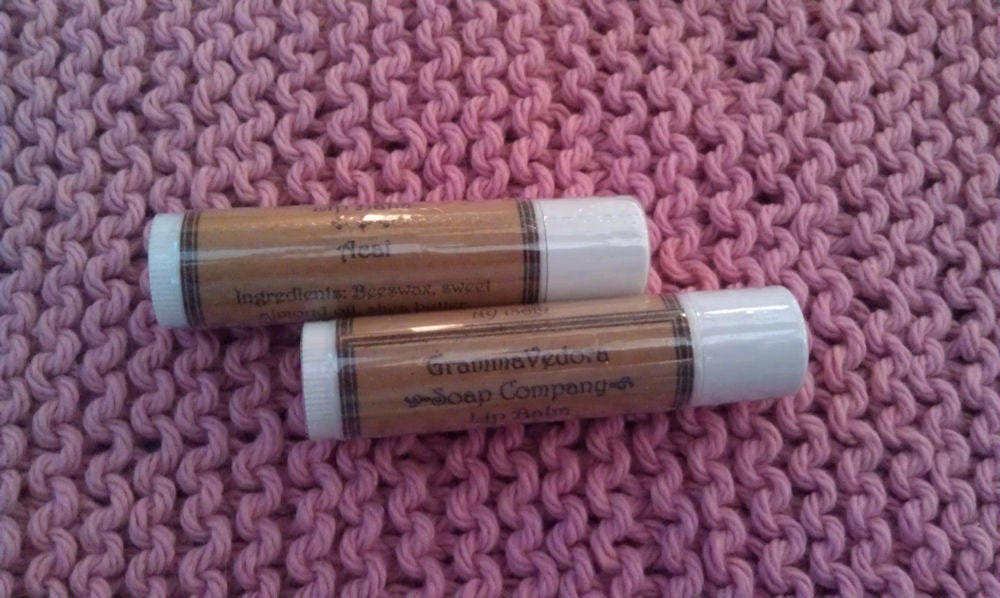 Acai flavored lip balm with shea butter and vitamin E oil