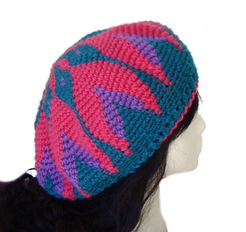Festival Clothing, Slouchy Hat Tam, Men's or Women's Crochet Hat, Boho Hippie Hat Beret